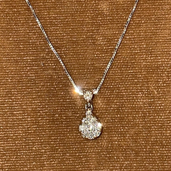Solid Stamped 14K White Gold Designer Endless Diamond Pendant Necklace - Picture 3 of 16
